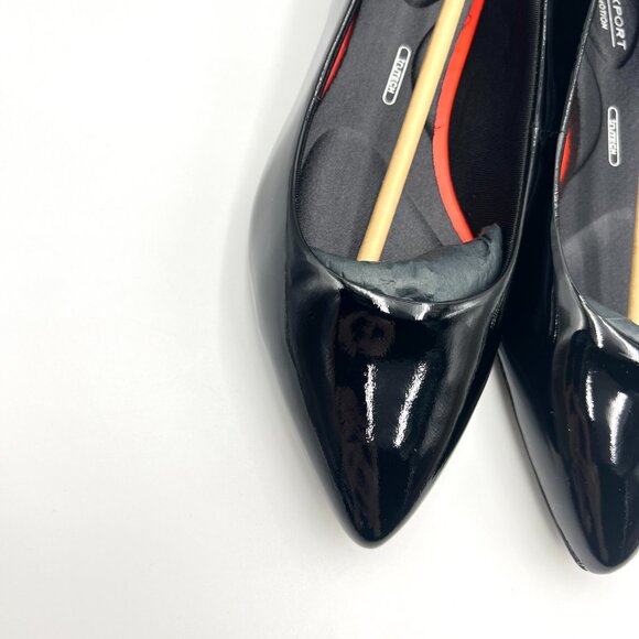 6W 6 WIDE WIDTH Rockport‎ Womens Adelyn Black Patent Leather Ballet Flats Shoes - Picture 3 of 12